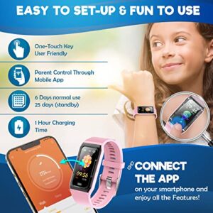 Inspiratek Kids Fitness Tracker for Girls and Boys Age 5-16 (5 Color)- Waterproof Fitness Watch for Kids with Heart Rate Monitor, Sleep Monitor, Calorie Counter and More - Kids Activity Tracker (Pink)