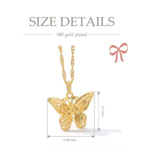 VAttract Butterfly Pendant Necklace Women Choker 18k Gold Plated Chain Jewelry for better hoping in the future 18 Inch as a gift for wife girlfriend (Gold)