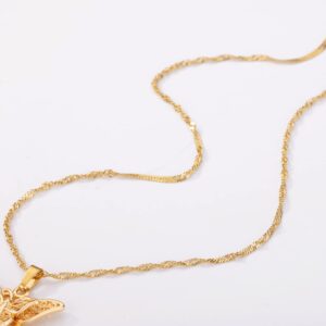 VAttract Butterfly Pendant Necklace Women Choker 18k Gold Plated Chain Jewelry for better hoping in the future 18 Inch as a gift for wife girlfriend (Gold)