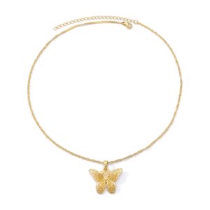 VAttract Butterfly Pendant Necklace Women Choker 18k Gold Plated Chain Jewelry for better hoping in the future 18 Inch as a gift for wife girlfriend (Gold)