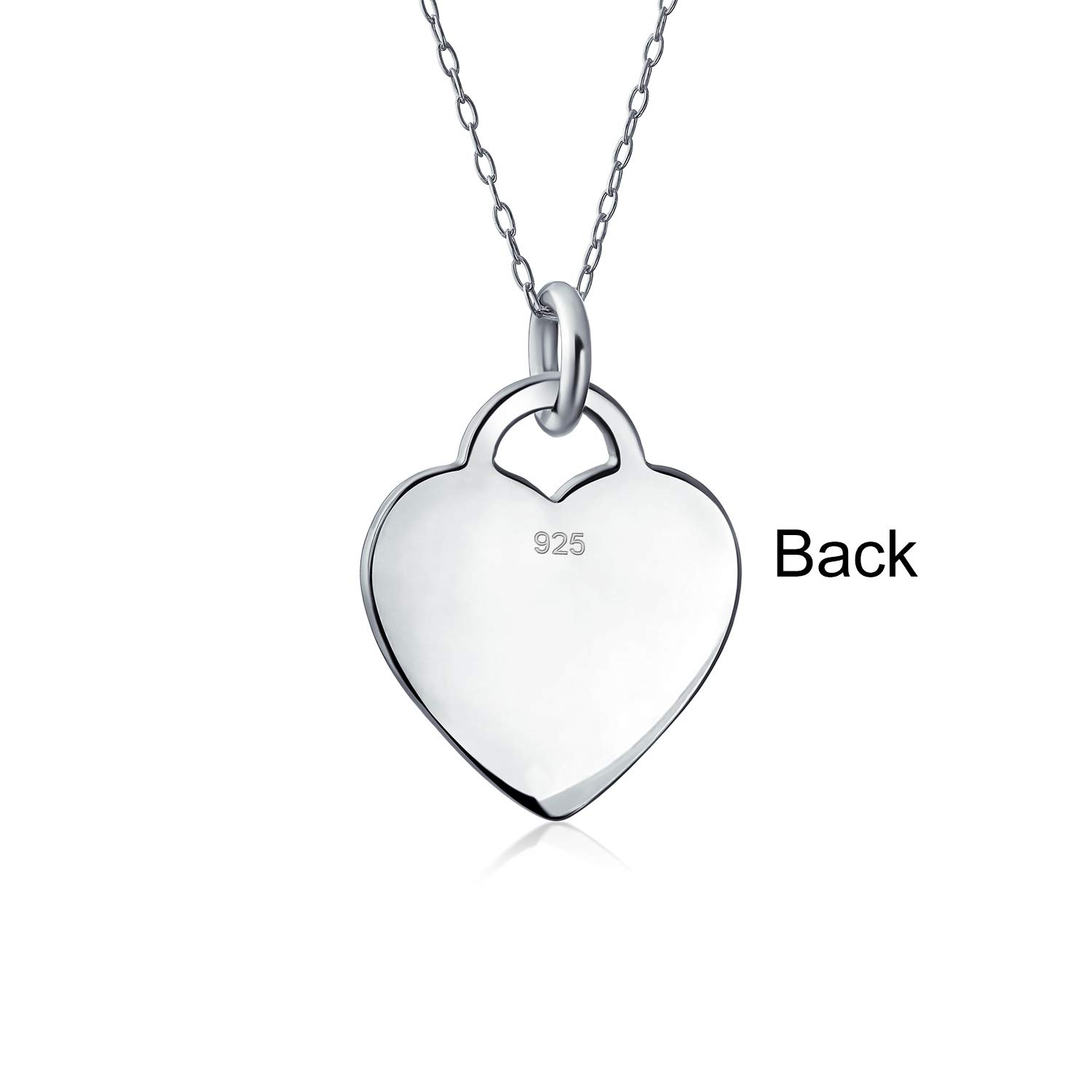 Tiny Minimalist Blank Plain Flat Heart Shape Initial Pendant Necklace For Teen For Women .925 Sterling Silver