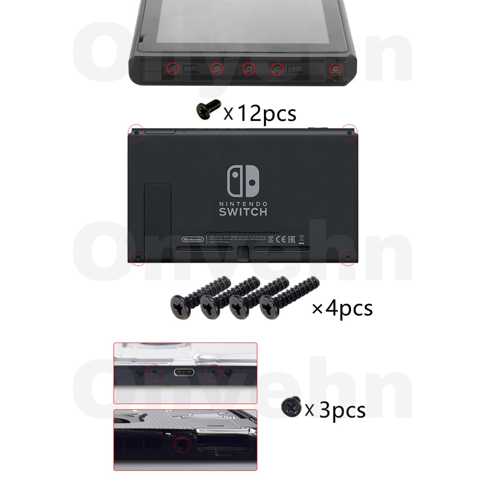 Onyehn Original Repair Part(with Screws) Replacement Right and Left Slide Rail with Flex Cable Fix Part for Nintendo Switch Console NS Rebuild Track