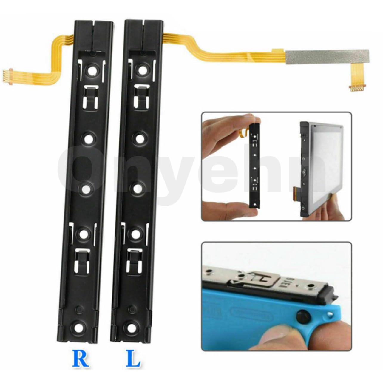 Onyehn Original Repair Part(with Screws) Replacement Right and Left Slide Rail with Flex Cable Fix Part for Nintendo Switch Console NS Rebuild Track