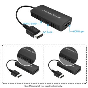 Y.D.F Dreamcast to HDMI Converter Supports 16:9/4:3 Switching, HD Link Cable for Sega Dreamcast, HDMI Cable for Sega Dreamcast (Sega DC)