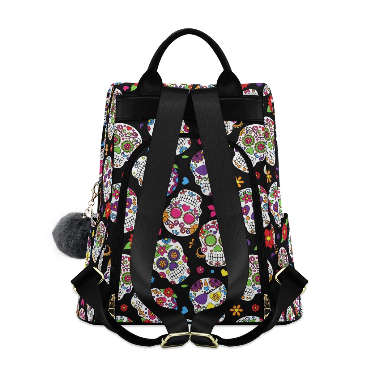 ALAZA Day of The Dead Sugar Skull Halloween Backpack Purse for Women Anti Theft Fashion Back Pack Shoulder Bag