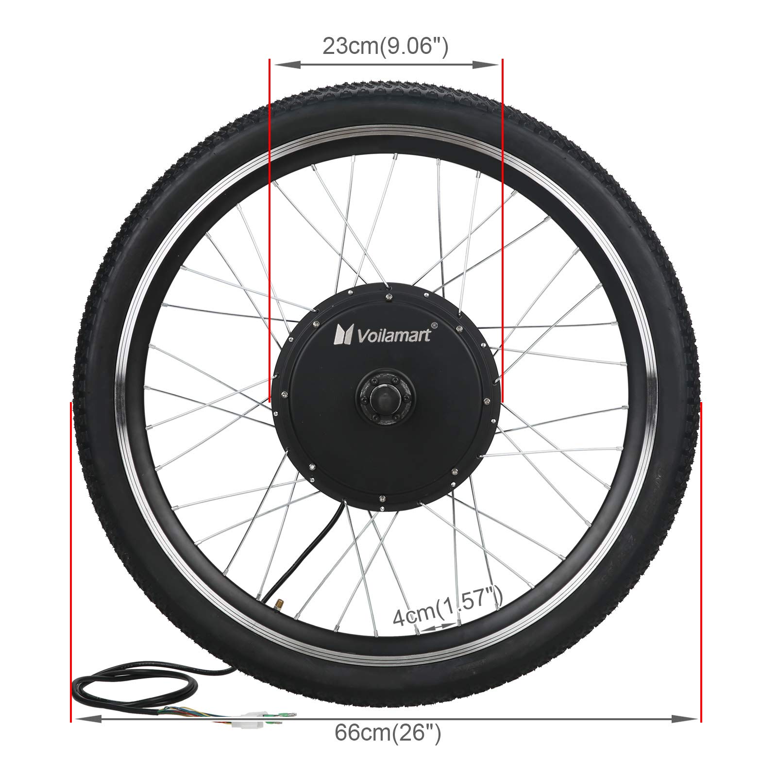 Voilamart Ebike Conversion Kit,26" 36V 500W Front Wheel Electric Bike Conversion Kit,Electric Motorbike Kit with Intelligent Controller and PAS System for Road Bike(Without Battery)