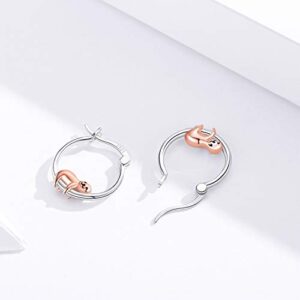 JUSTKIDSTOY Hypoallergenic Sloth Earrings for Women Girls Sterling Silver Small Cute Earrings Huggie Hoop Earrings for Sensitive Ears Sloth Jewelry Graduation Gifts for Daughter