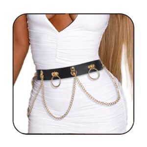 bodiy gothic black waist belt punk leather waist chain belts rave body accessory for women