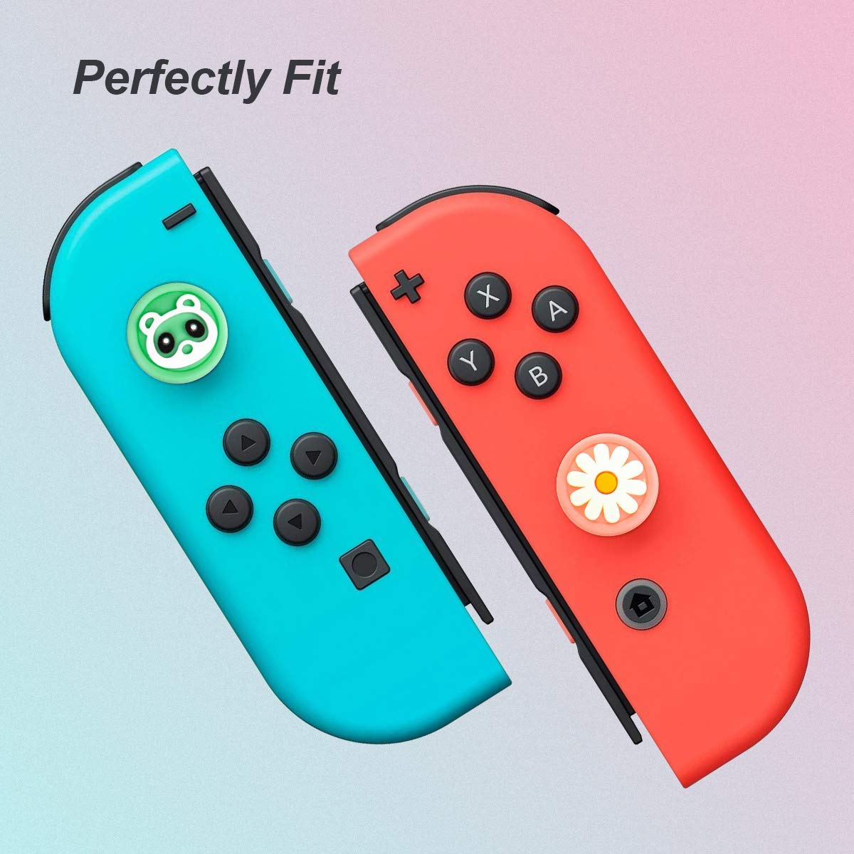 16 Pcs Cute Thumb Grip Caps Compatible with Nintendo Switch/Switch OLED/Switch Lite Console, Soft Silicone Analog Stick Button Cover for Joy-Con Controller, Joystick