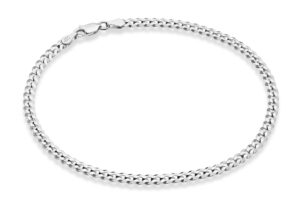 miabella solid 925 sterling silver italian 3.5mm diamond cut cuban link curb chain anklet for women, made in italy (sterling silver, length 9 inches (x-small))