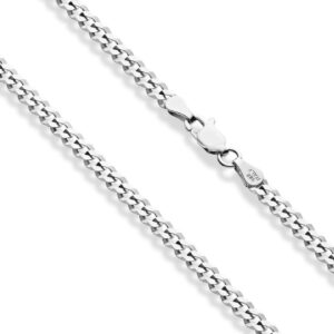 Miabella Solid 925 Sterling Silver Italian 3.5mm Diamond Cut Cuban Link Curb Chain Anklet for Women, Made in Italy (sterling silver, Length 9 Inches (X-Small))