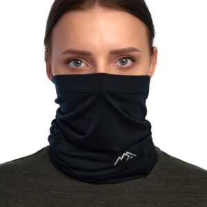 Merino.tech Merino Wool Ski Neck Gaiter - Face Mask Neck Warmer for Men & Women (Black)