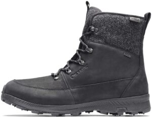 icebug mens adak bugrip woolpower winter walking boot with carbide studded traction sole, black/grey, 9