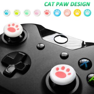 Sumind 36 Pieces Cute Cat Paw Replacement Thumb Grips Caps Cover Silicone Luminous Analog Controller Joystick Thumb Stick Cap Compatible with PS5 PS4 PS3 PS2 Xbox 360 Xbox One Controllers