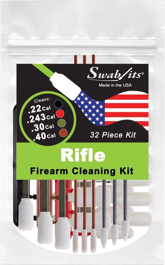 Swab-its® Made in The USA .22cal/.243cal/.30cal/.40cal Rifle Firearm Cleaning Kit: 87-9904