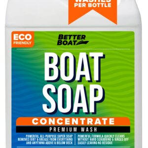 Premium Grade Boat Soap Marine Concentrate Cleaner Boat Wash Soap and Wax for Fresh and Salt Water Use Clean Fiberglass Boat Hulls Boat Cleaning Supplies RV Products 1 Gallon Boat Cleaner