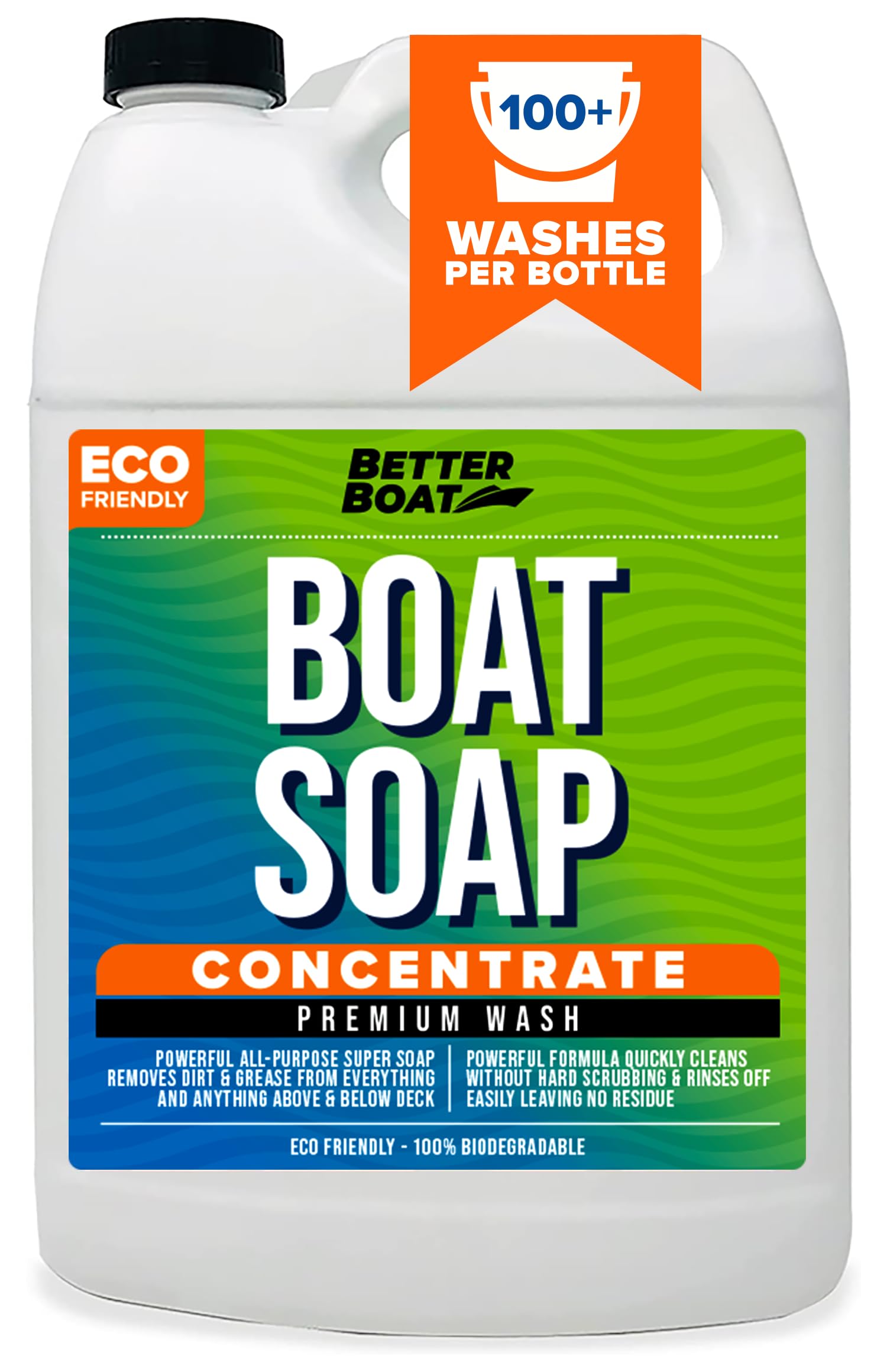 Premium Grade Boat Soap Marine Concentrate Cleaner Boat Wash Soap and Wax for Fresh and Salt Water Use Clean Fiberglass Boat Hulls Boat Cleaning Supplies RV Products 1 Gallon Boat Cleaner