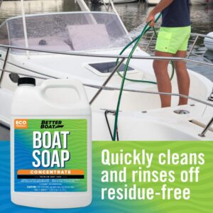 Premium Grade Boat Soap Marine Concentrate Cleaner Boat Wash Soap and Wax for Fresh and Salt Water Use Clean Fiberglass Boat Hulls Boat Cleaning Supplies RV Products 1 Gallon Boat Cleaner