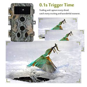 2-Pack Trail Camera 32MP 1296P H.264 MP4 Video No Glow 90ft Night Vision 0.1S Trigger Speed Motion Activated Waterproof IP66 Game Cam for Wildlife Hunting or Home Surveillance