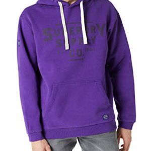 Superdry Mens Heritage Mountain Graphic Hoodie, Oversized Fit Winter Purple Size S