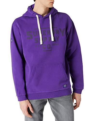 Superdry Mens Heritage Mountain Graphic Hoodie, Oversized Fit Winter Purple Size S