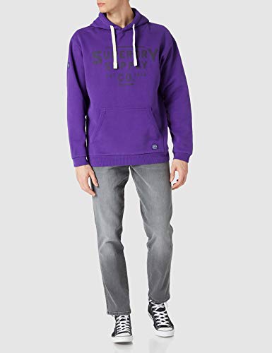 Superdry Mens Heritage Mountain Graphic Hoodie, Oversized Fit Winter Purple Size S