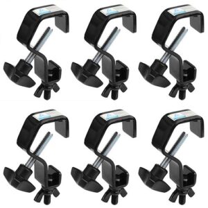 6 Pack Black Truss Clamps Stage Light Hook, Heavy Duty Iron C Clamp Fits Pipe OD 1-1⅛ inches (25-30 mm), Max Load 30 lb, for DJ Par Lighting Spot Lights Moving Head, TUV