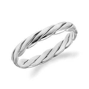 AeraVida Tropical Twice Twisted 3 mm Band .925 Sterling Silver Ring | Classic Wedding Rings For Women | Sterling Silver Rings Sizes (10)