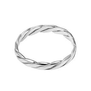 AeraVida Tropical Twice Twisted 3 mm Band .925 Sterling Silver Ring | Classic Wedding Rings For Women | Sterling Silver Rings Sizes (10)