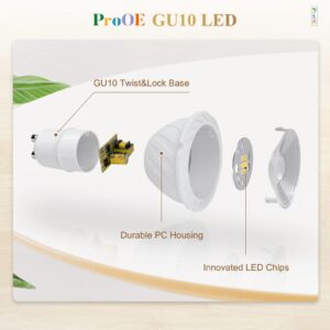 DiCUNO ProOE Eye-Protected GU10 LED Bulb, High CRI of 98, 5W Spotlight Bulb (50W Halogen Equivalent), 400LM and Daylight White 5000K, Replacement for Track Lighting and Recessed Lighting, 6 Pack