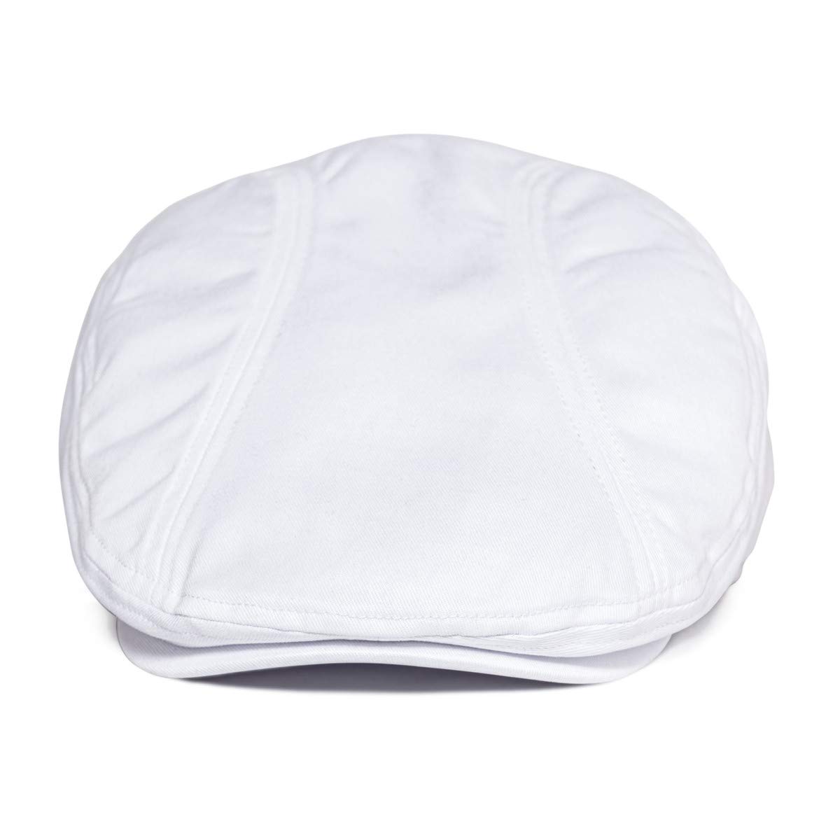 BOTVELA Men Cotton Twill Newsboy Flat Ivy Driving Hat Fitted Cap (White, 7 5/8)