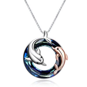 onefinity dolphin necklaces sterling silver crystal dolphin pendant ocean jewelry necklace for women