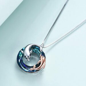 ONEFINITY Dolphin Necklaces Sterling Silver Crystal Dolphin Pendant Ocean Jewelry Necklace for Women