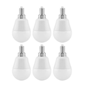 ymiko led light bulbs, g45 5w e12 base candelabra led bulbs dimmable, warm white 3500k replacement decorative bulbs for chandelier and vanity, pack of 6