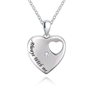 BEILIN 925 Sterling Silver Urn Necklace for Ashes for Women Keepsake Memorial Heart Cremation Jewelry for Ashes(Circle CZ heart)