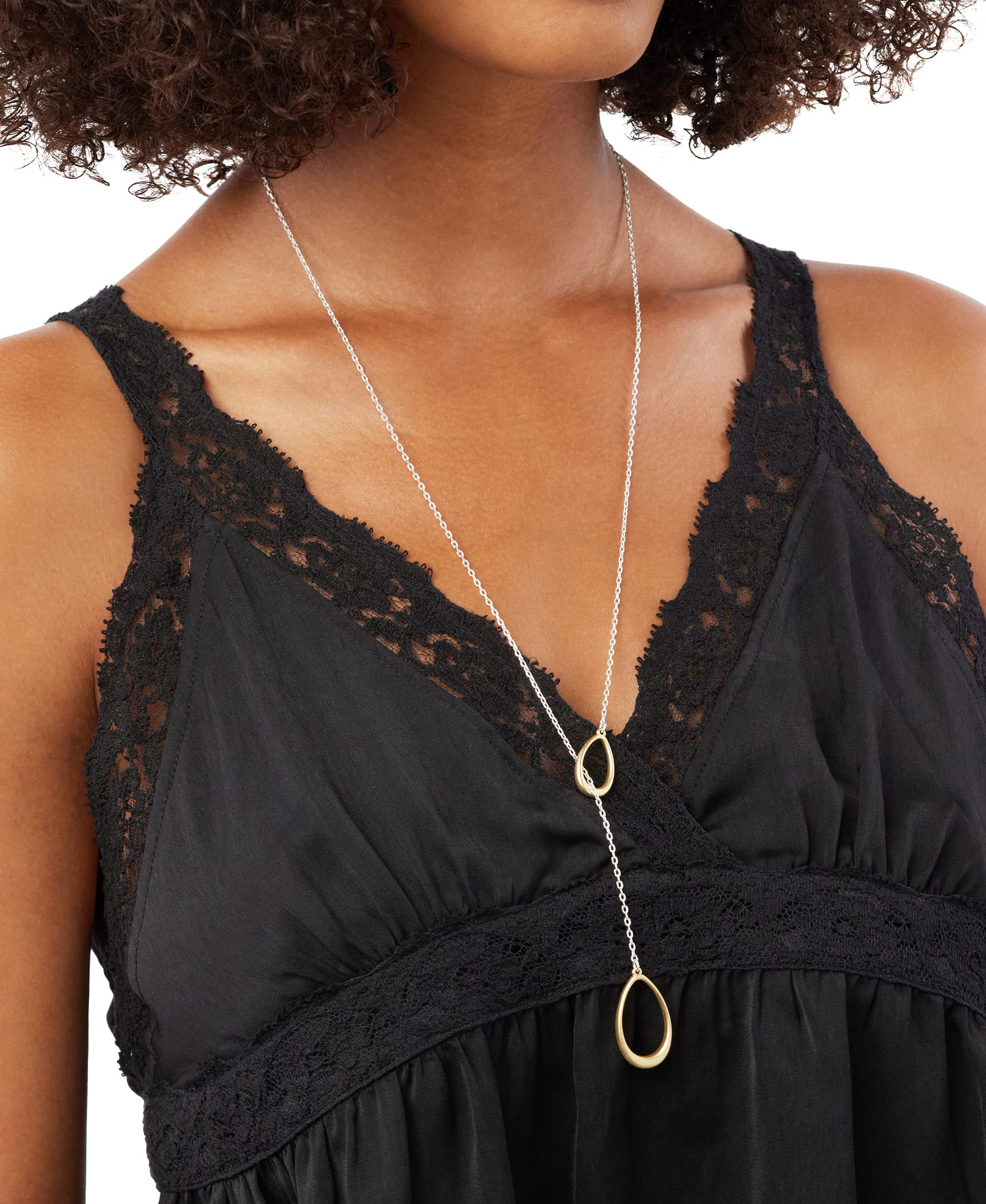 Lucky Brand Two-Tone Teardrop 28" Lariat Necklace