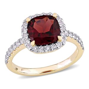 Abbie+Cleo Womens Cushion Cut Gemstone Halo Statement Ring in Yellow Gold Flash Plated Sterling Silver, Size 5