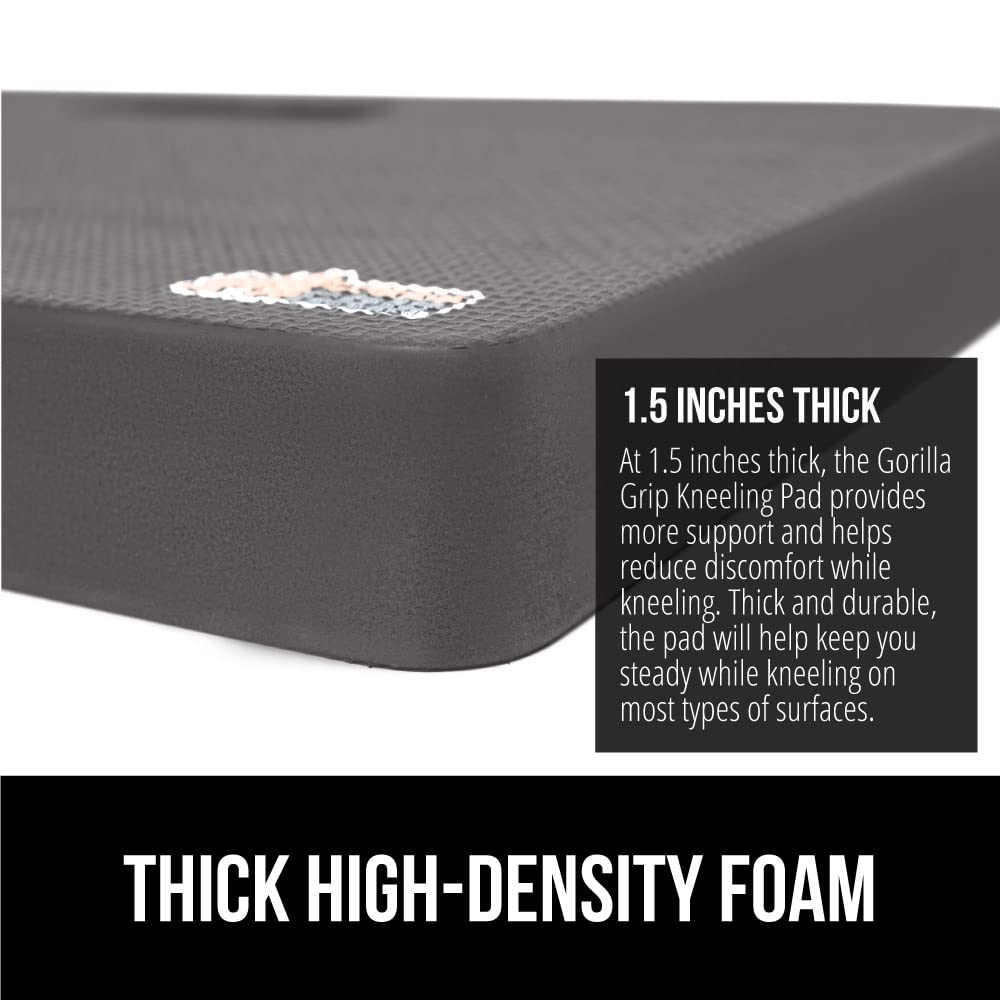 Gorilla Grip Extra Thick Kneeling Pad, Supportive Soft Foam Cushioning for Knee, Water Resistant Construction for Gardening, Bathing Baby, Workout Supplies, Lightweight, Garden Work Gifts, Charcoal