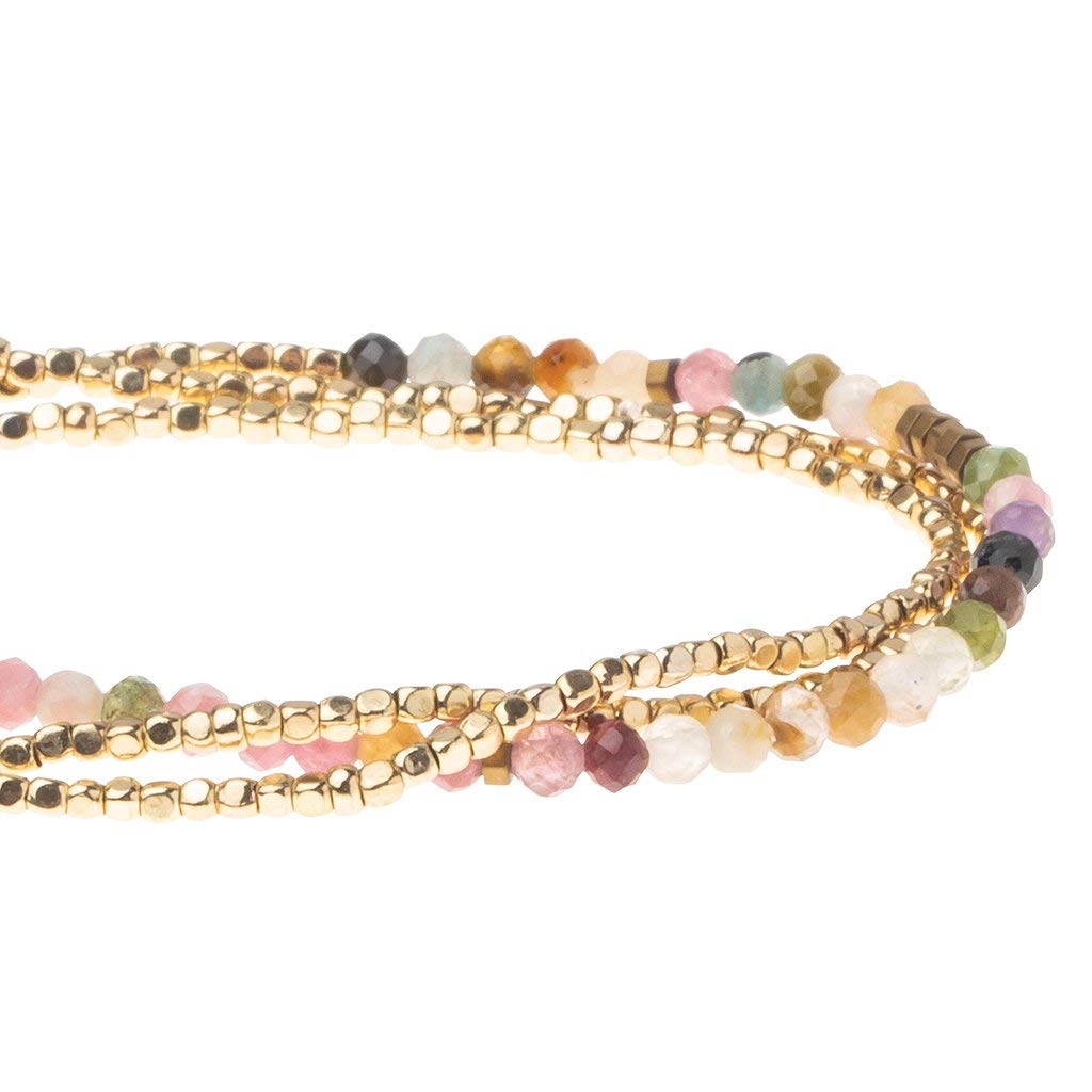 Scout Curated Wears - Women's Delicate Stone Wrap Bracelet & Necklace - Tourmaline/Gold - Stone of Healing