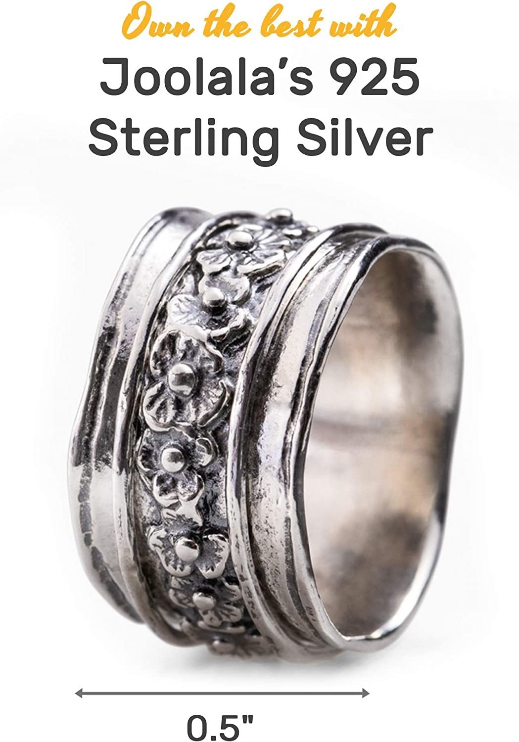 Joolala Sterling Silver Women’s Ring – 925 Silver Rings for Women – Elegant and Stylish Design – Various Models – Gorgeous Oxidized Finish – Ideal Promise Ring, Anniversary (10)