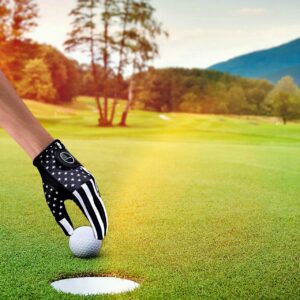 RAULAM INTERNATIONAL USA Flag Golf Gloves with Perfect Grip for Men and Women,Golf Glove American Flag Left Hand-Golf Glove Men Left Hand/Right Hand,Golf Glove Women Left/Right (Women Large, Right)