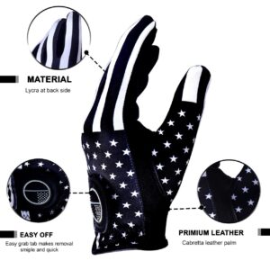 RAULAM INTERNATIONAL USA Flag Golf Gloves with Perfect Grip for Men and Women,Golf Glove American Flag Left Hand-Golf Glove Men Left Hand/Right Hand,Golf Glove Women Left/Right (Women Large, Right)