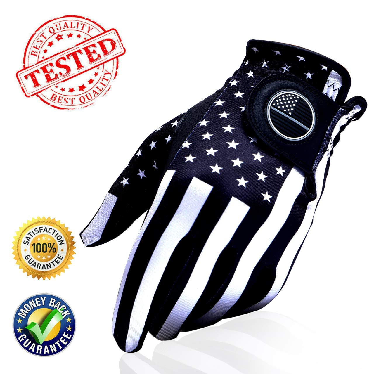 RAULAM INTERNATIONAL USA Flag Golf Gloves with Perfect Grip for Men and Women,Golf Glove American Flag Left Hand-Golf Glove Men Left Hand/Right Hand,Golf Glove Women Left/Right (Women Large, Right)