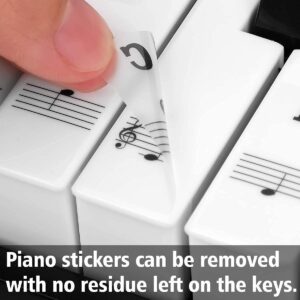 MUYOS Piano Keyboard Stickers for 88/61/ 54/49 Key, Black Transparent Removable for Kids Beginners (Black)