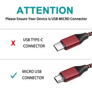 TPLTECH Charging Cable PS4 Controller,［2PACK-15Ft］Micro USB 2.0 Nylon Braided Fast Charger Cord, High Speed Data Sync & Charge Cable for PlayStation 4, Xbox One S/X Controller, Android Phone, Red