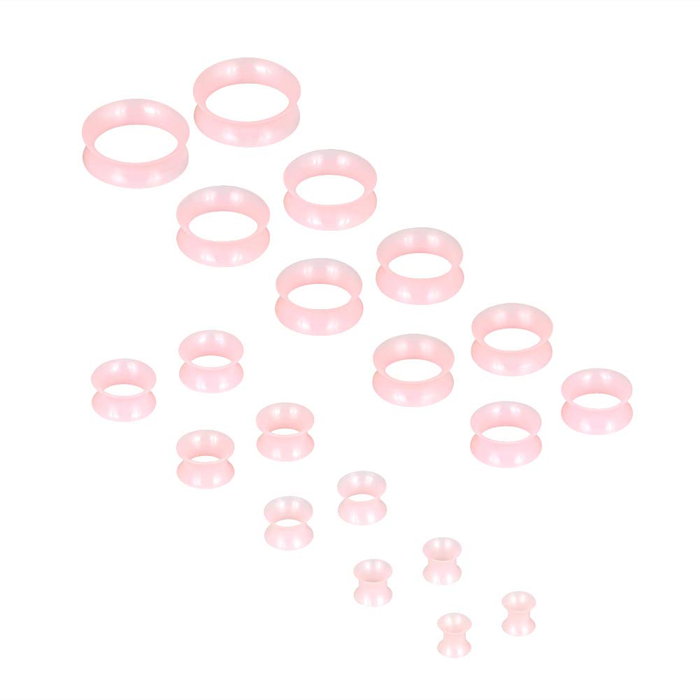 Oyaface 20 PC Tunnel Set Soft Silicone Flesh Tunnel Plug Eyelet 2g-25mm Flexible Ear Stretching Gauge Lightpink