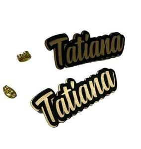 personalized custom black and gold posts studs earrings name plate laser cut design stunning - quality, attractive fashion earrings, made to order, any name or word - 1 inch size, post earrings design