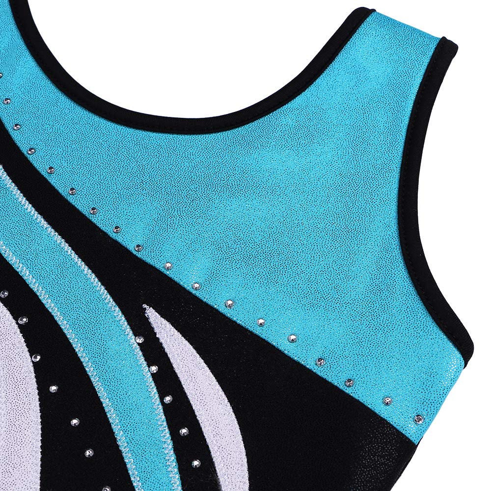 BAOHULU Leotard for Toddler Girls Gymnastics Shorts Sparkle Embroidery Tank Biketards One Piece B165_BlackBlue_160