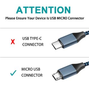 TPLTECH PS4 Controller Charging Cable, ［2PACK-15Ft］Micro USB 2.0 Nylon Braided Fast Charger Cord, High Speed Data Sync & Charge Cable for PlayStation 4, Xbox One S/X Controller, Android Phone, Blue