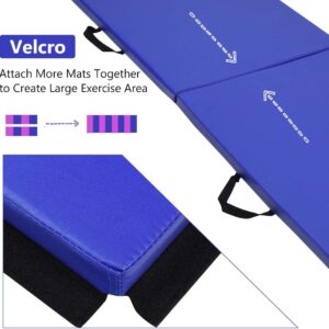 ARLIME 2" Thick Exercise Mat, 2-Fold Folding Gymnastics Mat with Carrying Handles, Exercise Panel Mats for Gym, MMA, Home, Tumbling, 6' x 2' x 2'' Floor Mat (Blue)